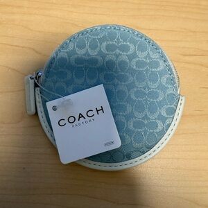 Coach y2k vintage blue and white zip around coin purse